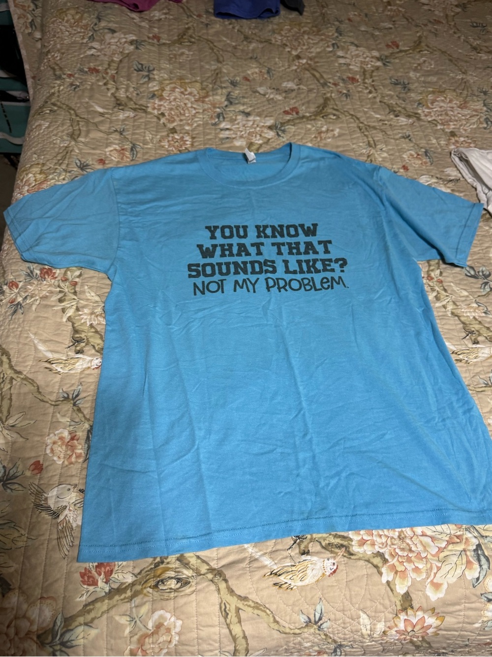 Bella Canvas Light Blue Graphic Tee with Black Text